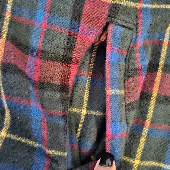 L.L.Bean Flannel Zip Up Hoodie Red Green Blue Plaid Size Medium - Picture 7 of 8